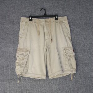 Aeropostale Cargo Shorts Paratroopers Men 36 Tan Khaki Cotton Utility Distressed